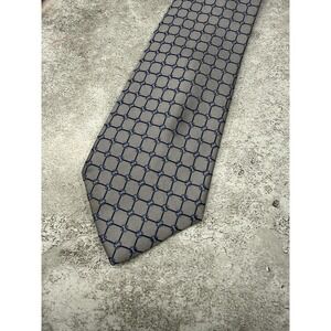 Vertu Silk Tie Mens One Size Gray Geometric Pointed Made In Italy Necktie